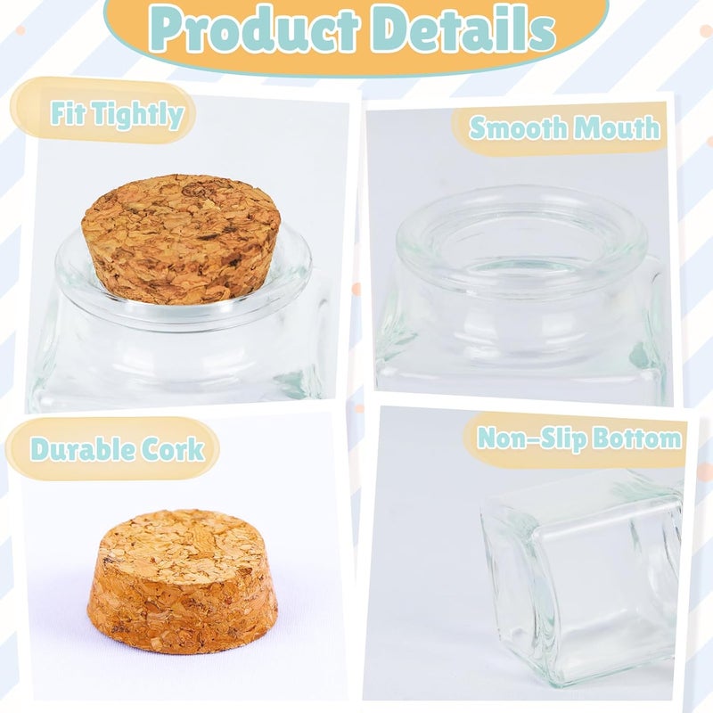 OurWarm 12 Pack Square Small Glass Bottles with Lids, 1.7OZ Mini Glass Jars with Cork Tag Label and Twine, Versatile Small Bottles for Candy Potion Spice DIY Crafts Gift Birthday Wedding Party Favors - Image 5